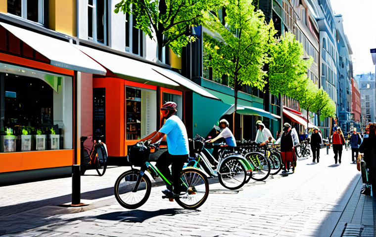 Sustainable City Life**

"A vibrant, eco-friendly city street bustling with people. Modern architecture integrates solar panels and green spaces. Citizens are using bicycles and electric vehicles. Shops display fair trade products. The scene emphasizes energy efficiency and comfortable living. Bright daylight, cheerful atmosphere, fully clothed pedestrians, safe for work, professional, perfect anatomy, correct proportions, appropriate content."

**