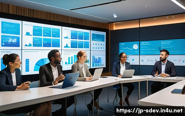지속가능발전 전문가의 국제 업무 - A vibrant international project meeting scene set in a modern conference room, featuring diverse pro...