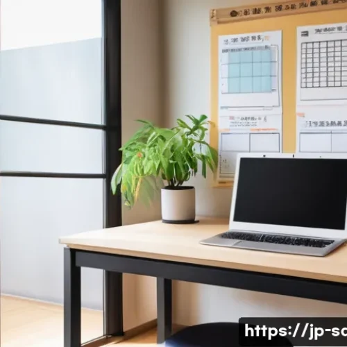 지속가능발전 자격 취득을 위한 준비 과정 - A modern Japanese study room with a neat &ldquo;study zone&rdquo; featuring a clean desk, ergonomic chair, soft ...